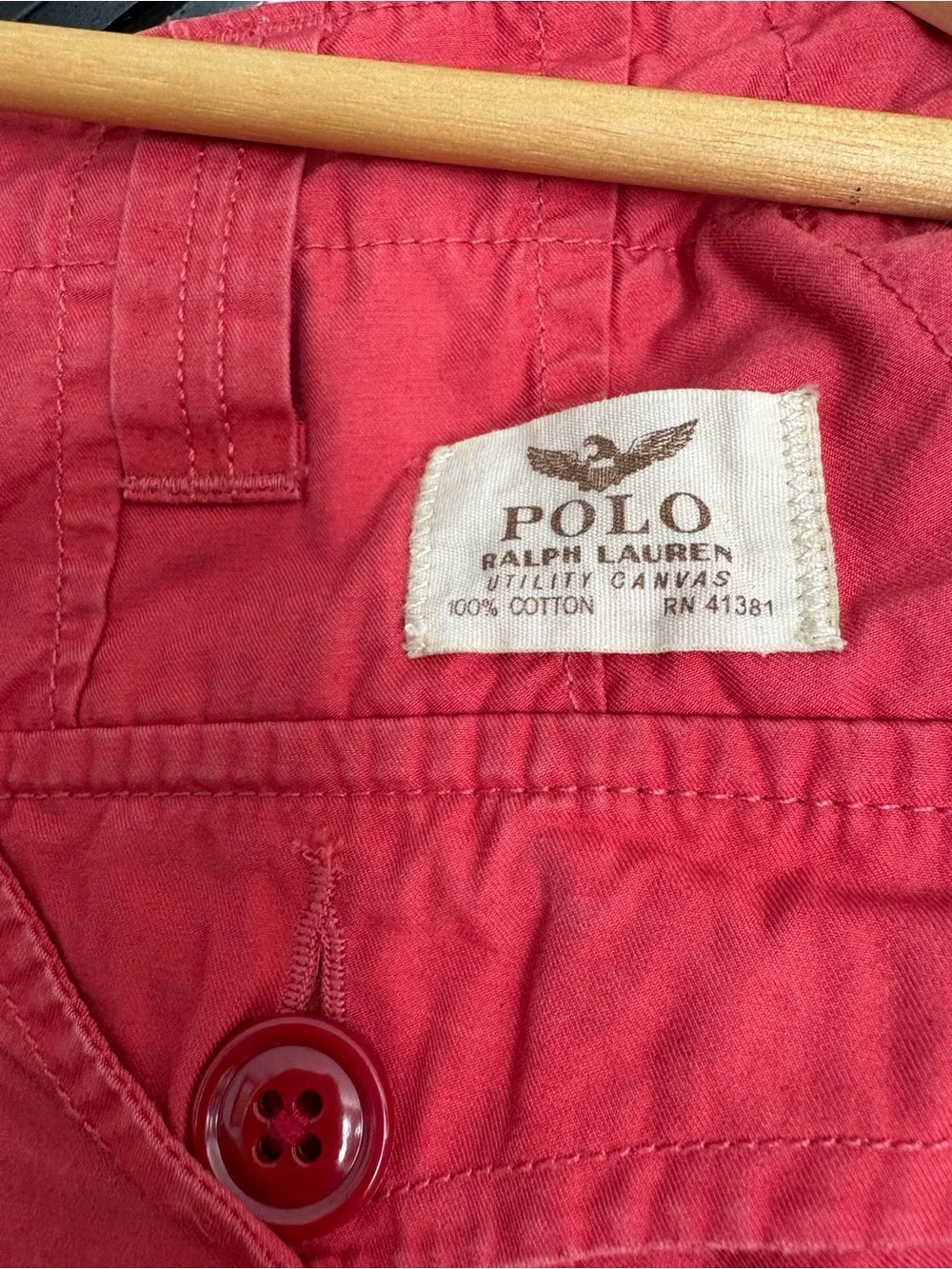 Y2K polo ralph Lauren Men's Red Cargo Shorts - Classic Utility Style